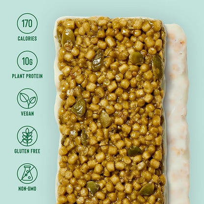 Mezcla Puff Crispy Protein Bars, Gluten Free & Vegan Protein Bars, 10g Protein, Alt for Crispy Rice Treat, Granola Bars & Breakfast Bars, Healthy Snacks for Adults, Matcha Vanilla, 12 Pack