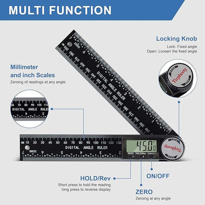 Digital Angle Finder Protractor, 3rd Generation Quick Display Angle Gauge Ruler, 7-Inch (200mm) Professional Measuring Tool for Woodworking, Carpentry, and Construction(plastic）