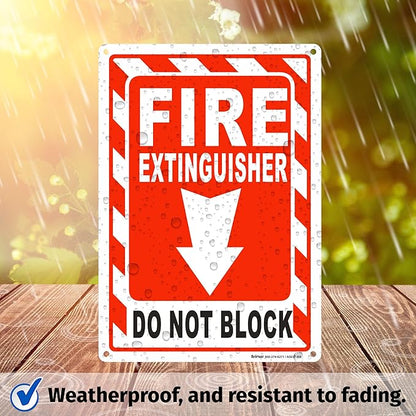 Brimar - 7 x 10" - Fire Extinguisher Do Not Block Sign - Polyethylene Plastic - Easy Installation - Fire Safety Compliance