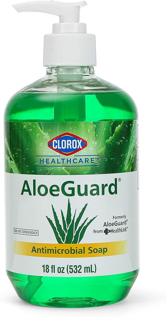 CLOROX Healthcare AloeGuard Antimicrobial Hand Soap for Healthcare Professionals - Liquid Hand Wash for Everyday Use with Aloe Vera to Soothe & Moisturize Hands, 18 Fl Oz