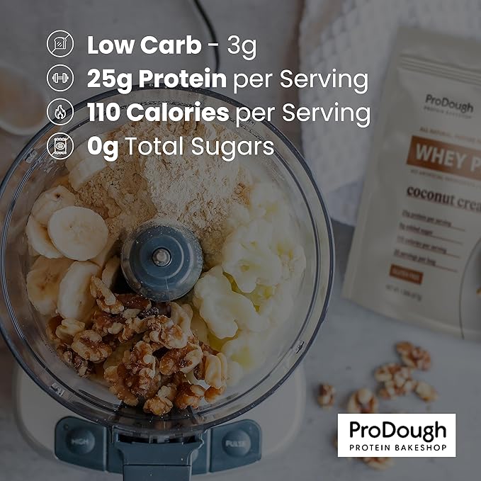 ProDough Gourmet Whey Isolate Hydrolized Protein Powder for Shake Mix- Easy Digest Enzyme Blend, 25g Protein per Serving, Natural Ingredients, Gluten Free, Keto Friendly (Rasberry Cheesecake)