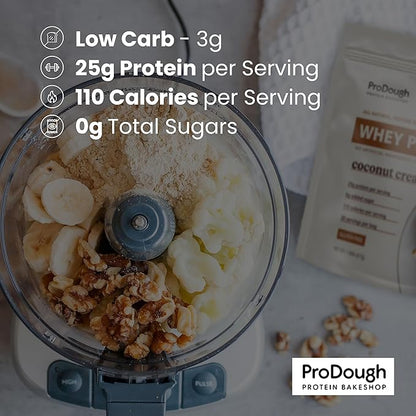 ProDough Gourmet Whey Isolate Hydrolized Protein Powder for Shake Mix- Easy Digest Enzyme Blend, 25g Protein per Serving, Natural Ingredients, Gluten Free, Keto Friendly (Rasberry Cheesecake)