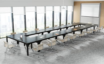 Conference Table, Super Sturdy Large Rectangle Meeting Seminar Table, Long Business Tables, Grey, 8Pcs