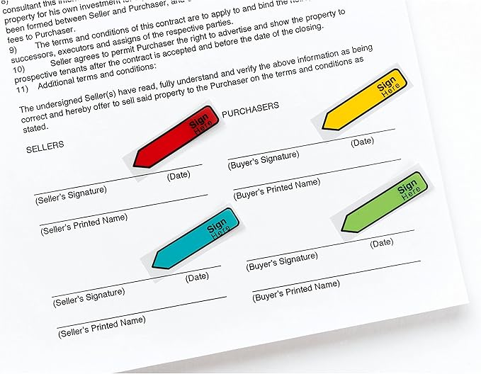 Post-it Message Sign Here Flags, 30/Dispenser, 4 Dispensers/Pack, .47 in Wide, Assorted Colors (684-SH)