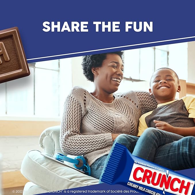 CRUNCH, Bulk 18 Pack, Milk Chocolate and Crisped Rice, Share Size Individually Wrapped Candy Bars, 2.75 oz Each