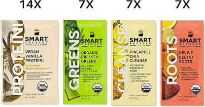 Smart Pressed Juice 7-Day Organic Juice Cleanse | Healthy Detox Program | Vegan Vanilla Protein, Cold-Pressed Green Juice, Beets Juice & Pineapple Chia Cleanse | High Fiber & Vegan