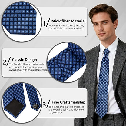 Fineknot Ties for Men, Jacquard Neck Ties, Mens Plaid Paisley Striped Tie, Classic Floral Mens Ties for Wedding Business