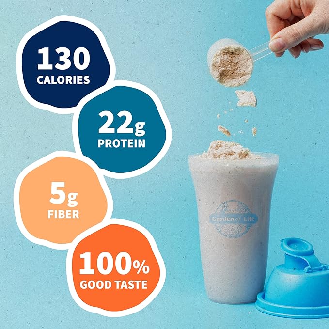 Garden of Life Protein Powder, Vegan Protein Powder, BCAA, Probiotics & Digestive Enzymes, Gluten & Lactose Free, Vanilla, 1.5 LB
