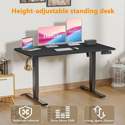 Himimi Electric Standing Desk Adjustable Height,63 x 24 inch Sit Stand up Adjustable Desk with Memory Presets,Portable Computer Desk for Gaming/Working,Free Hook, Lockable Wheels,Mouse Pad,Black