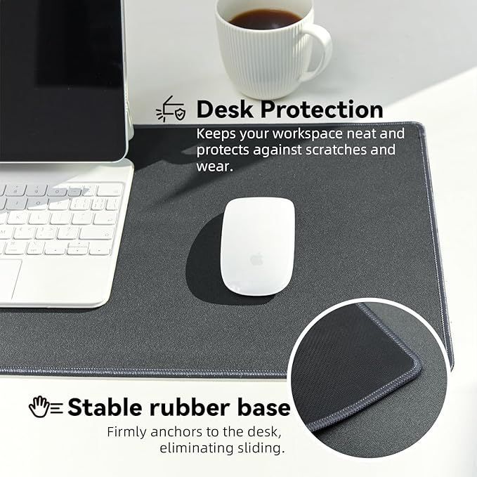 Waterproof Large Gaming Mouse Pad with Durable Stitched Edges, Non-Slip Rubber Base, Grainy Jacquard Mouse Mat Desk Pad for Home Office Gaming, 31.5''x11.8''x0.12'', Deep Gray