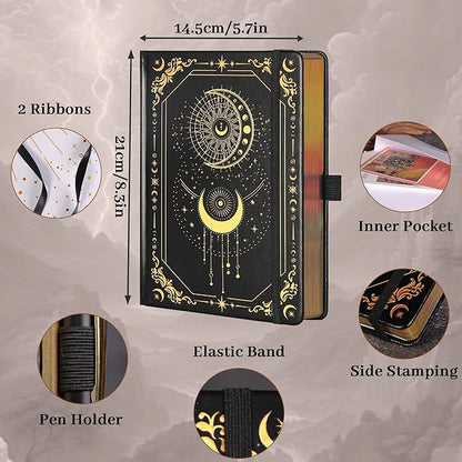 TIEFOSSI Dot Journal, 160gsm 190 Numbered Pages, Diary for Work & Sketching, A5 Hardcover Leather Journal for Writing Women Men