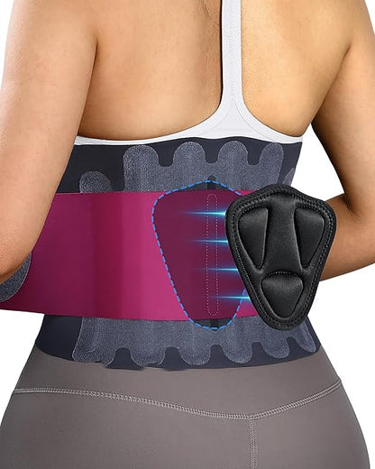 0.5mm Ultra Thin Back Brace for Women Men, 3D Lumbar Pad, Seamless Yoga Fabric, Lightweight Back Brace for Lower Back Pain Relief, Sciatica, Posture, Lifting, Wearg Under Clothes, Rose, S