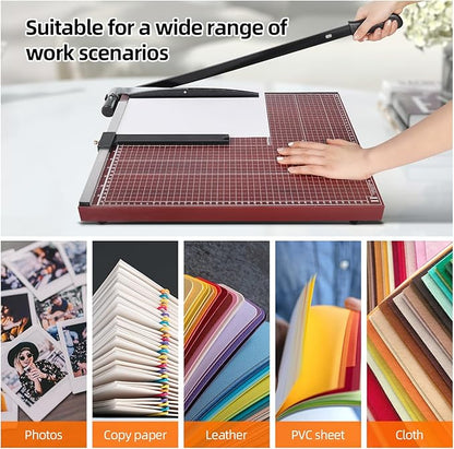 A3 Paper Cutter Paper Trimmer Heavy Duty Paper Slicer with Safety Guard and Blade Lock 18" Cut Length. Guillotine for Cardstock Metal Base Wide Use for Office, School, Home(Red)