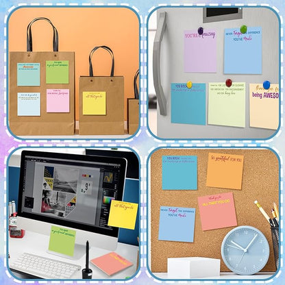 Yinder 24 Pcs Employee Appreciation Sticky Notes Xmas Gift Bulk Motivation Note Pads Mini Inspirational Note Gift for Teacher Nurse Staff Coworker Office Supply 3 x 3'' (Appreciation,Colorful)