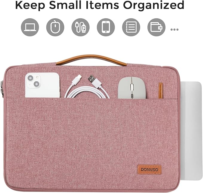 DOMISO 15.6 inch Laptop Case Sleeve Protective Cover Compatible with 16 inch MacBook Pro M4 M3 M2/Pro Max,15.6-16 inch HP Dell ASUS Lenovo Chromebook,Waterproof Computer Cases Bag with Handle,Pink