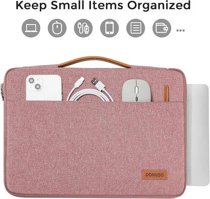 DOMISO 15.6 inch Laptop Case Sleeve Protective Cover Compatible with 16 inch MacBook Pro M4 M3 M2/Pro Max,15.6-16 inch HP Dell ASUS Lenovo Chromebook,Waterproof Computer Cases Bag with Handle,Pink