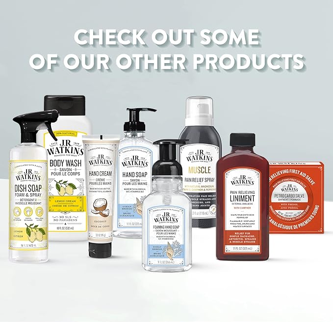J.R. Watkins Gel Hand Soap Refill, Moisturizing Hand Wash, Alcohol-Free, Cruelty-Free, Ocean Breeze, 34 Fl Oz, 3 Pack