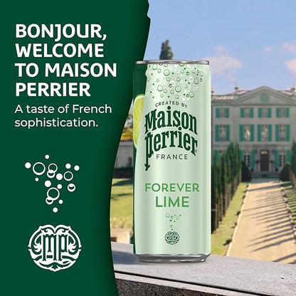 Maison Perrier Forever Lime Flavored Sparkling Water, 11.15 Fl Oz Cans, 8 Count, 3 Pack