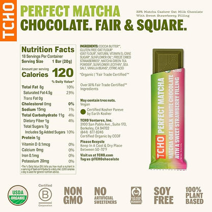 TCHO Singles Variety Pack - Plant Based, Organic Chocolate Singles - Vegan, Gluten-Free, Soy-Free - Handcrafted Pure Cacao Bars - Chocolate Bars - 18 Count - Holy Fudge, Toffee Time, Dark & Salty, Perfect Matcha (Pack of 4)