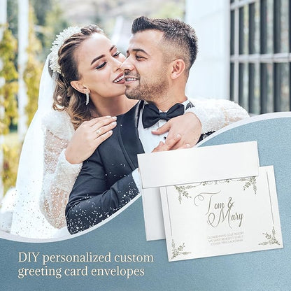 White Shimmer Blank Cards and Envelopes (Unfolded), Goefun Pearl 5x7 Flat Cardstock and A7 Envelopes Self Seal 100 Pack for Wedding, Invitations, DIY Greeting Cardstock, Thank You Cards & All Occasion