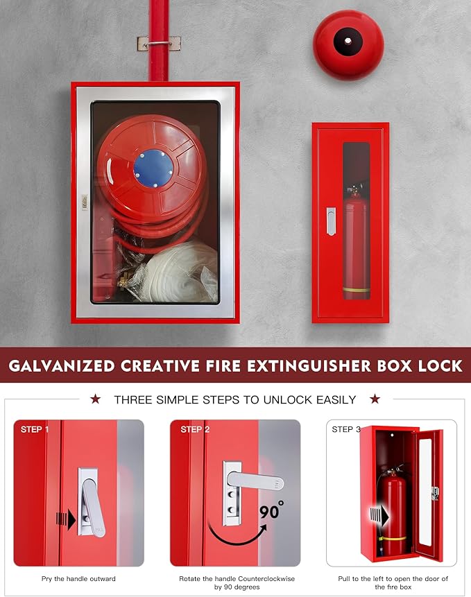 Fire Extinguisher Cabinet ,Wall Mount Fire Extinguisher Box ,Surface Mounted,25-9/16" H x 9-13/16" W x 6-7/8" D Heavy Duty Fire Extinguisher Mount Stainless Steel (red)