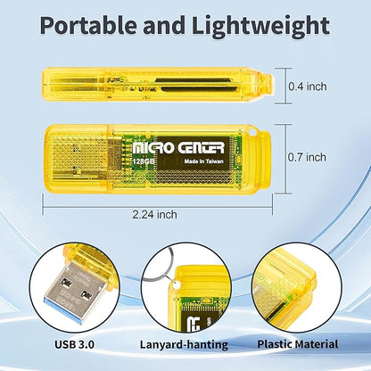 INLAND Micro Center SuperSpeed 2 Pack 128GB USB 3.0 Flash Drive Gum Size Memory Stick Thumb Drive Data Storage Jump Drive (128G-2 Pack)