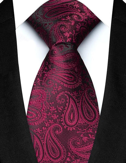 JEMYGINS Mens Paisley Tie and Lapel Pin Necktie Pocket Square and Tie Clip with Sets for Business Casual 4PCS