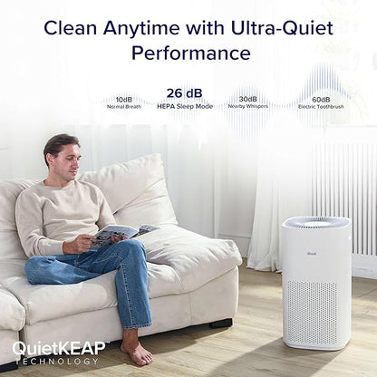 LEVOIT Air Purifiers for Home, Large Room Up to 2933 Ft² With HEPA Sleep Mode, AHAM VERIFIDE, Smart WIFI, PM2.5 Monitor, 3-in-1 Filter For Smoke, Pet Allergies, Dust, Alexa Control, Core 600S-P, White