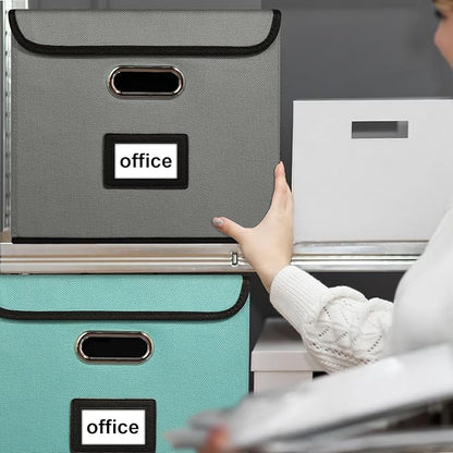 Huolewa Portable File Organizer Box with Lid, Stylish Filing Box Organizer Cabinet For Hanging File Folders, Universal Hanging Filing & Storage Boxes with Plastic Slides for Office/Decor/Home