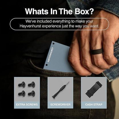 Hayvenhurst Wallet For Men - Reinvented Design Men's Wallet - Slim, Minimalistic & Seamless, Blocks RFID Scanners with a Cash Strap (Grey)