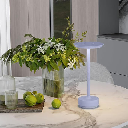 Rechargeable Table Lamps Cordless, Portable 5000mAh Outdoor Table Light, 3 Color Stepless Dimming LED Table Lamp with Memory Function, for Home/Dinner/Patio/Restaurant.(Light Purple)