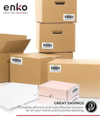 enKo 5-1/2 x 8-1/2 Inch Label - White Blank - 2 Per Sheet Half Shipping Labels for Laser Inkjet Printer (500 Sheets, 1000 Labels)