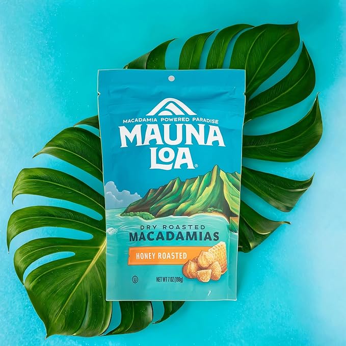 Mauna Loa Honey Roasted Macadamia Nuts, 7 oz Resealable Bag, Gluten Free, Sweet Hawaiian Snack
