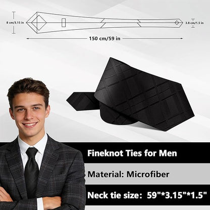 Fineknot Ties for Men, Jacquard Neck Ties, Mens Plaid Paisley Striped Tie, Classic Floral Mens Ties for Wedding Business