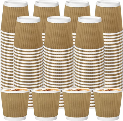 120 Pack Paper Espresso Coffee Cups, 4 oz Disposable Coffee Cups,Corrugated Insulated Ripple Wall, Paper Ripple Cup for Coffee, Hot Chocolate and Hot Tea Drinks -Champagne