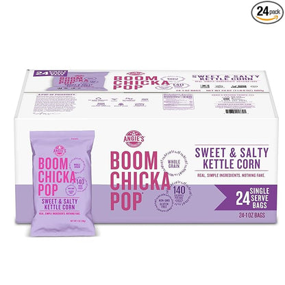 Angie's BOOMCHICKAPOP Sweet & Salty Kettle Corn Popcorn, 1 oz. Individual Bag (Pack of 24)
