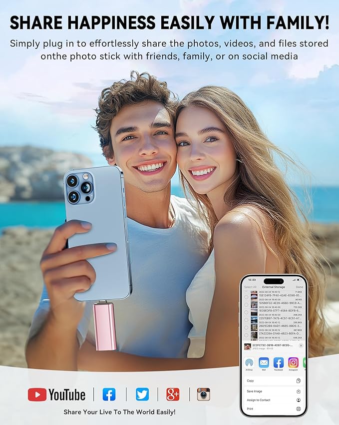 MFi Certified 512GB Flash Drive for iPhone USB Memory Stick Thumb Drives, High Speed USB Stick iPhone Flash Drive for Photos Videos,Photo Stick External Storage for iPhone/iPad/Android/Laptop (Pink)