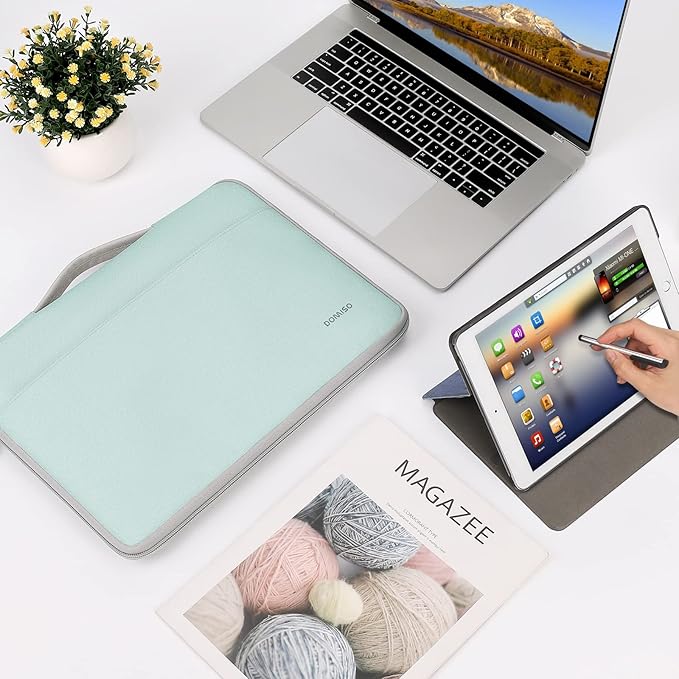 DOMISO 16 inch Laptop Sleeve Protective Case Cover Compatible with 16 16+ inch HP Dell ASUS Lenovo Chromebook,Waterproof Computer Cases Bag with Handle,Mint Green