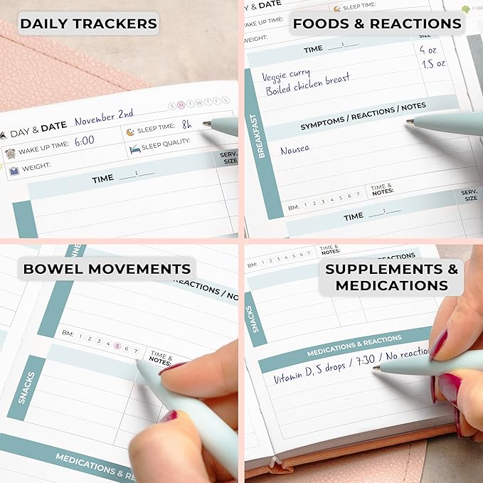 Clever Fox Food Sensitivity Journal Pocket – Daily Intolerance & Symptom Log for IBS, Diabetic, Low Fodmap, Elimination Diet – Health Tracker, 3.7x6.7 (Peach Pink)