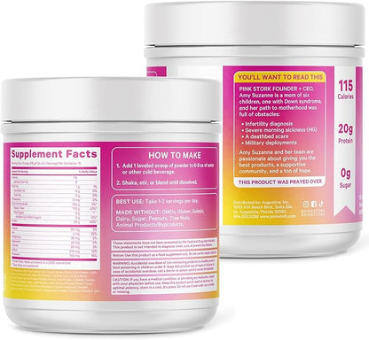 Pink Stork Protein Powder for Women, 20g Plant Based Protein Powder with Fiber + Superfoods, Gluten Free, Dairy Free, Sugar Free, Vanilla Protein Shake - 15 Scoops