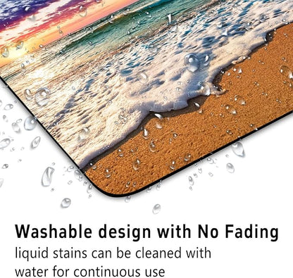 Beach Patterns Desk Mat, Large Gaming Mouse Pad Non-Slip Rubber Base with Stitched Edges, Waterproof Protection for PC Laptop Home Office Desk Decor (8x9in)