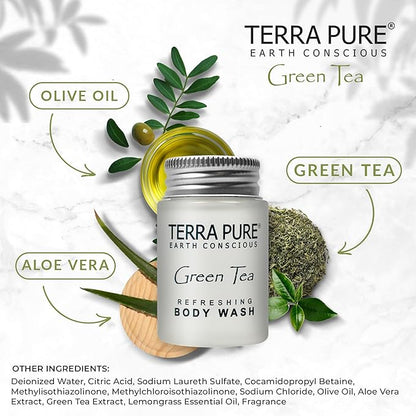 Terra Pure Green Tea Body Wash, 1 oz. In Jam Jar With Organic Honey And Aloe Vera (Case of 20)