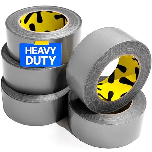 5-Pack Duct Tape - Heavy Duty, Waterproof - 90 Ft x 2 In - Silver, Flexible, No Residue, Easy Tear, All-Weather, Duct Tape Bulk for Outdoor Use, DIY, School, Office, B2B, Repairs, Supplies, Crafts