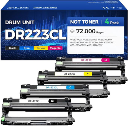 DR223CL DR-223CL Drum Unit Set 4-Pack High Yield Printer Replacement Compatible for Brother DR-223CL Imaging Drum HL-L3270CDW HL-L3210CW MFC-L3770CDW HL-L3290CDW MFC-L3750CDW L3710CW L3230CDW L3230CDN