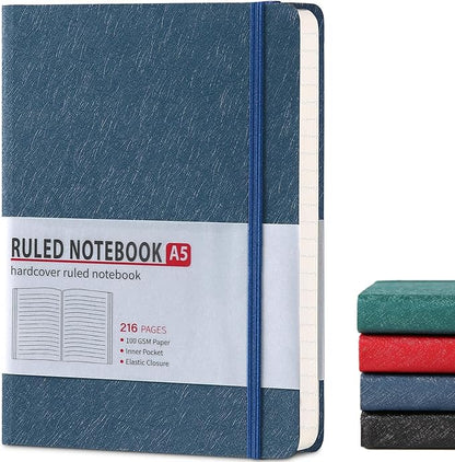 Lined Journal Notebook for Women Men 216 Pages A5 Hardcover Journals for Writing Daily Journaling Notebook for Work, School, Note Taking, Business, Travel Navy Blue