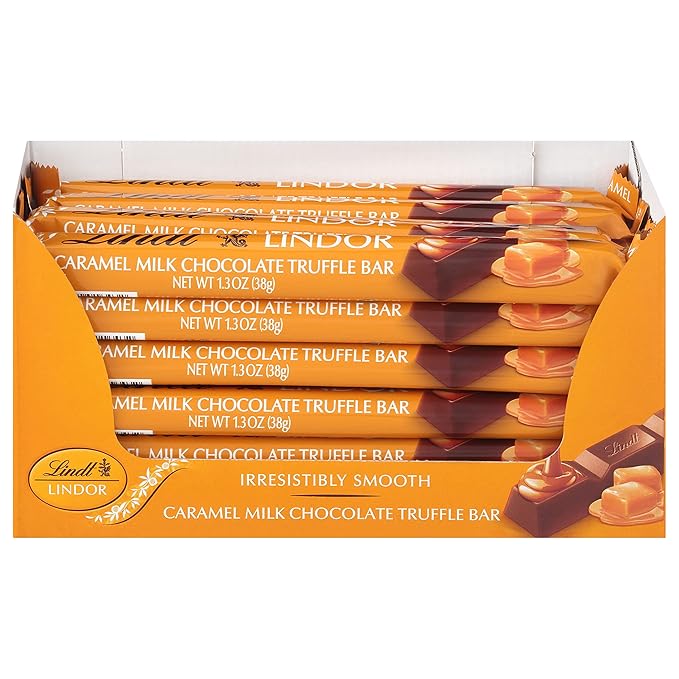 Lindt LINDOR Caramel Chocolate Truffle Bar, Chocolate Candy with Smooth Center, 1.3 oz.