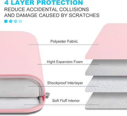 Lacdo 15-15.6 Inch Laptop Sleeve Case for Acer HP Lenovo Dell ASUS Laptop, Acer Aspire 15, HP Pavilion/Envy 15, Dell Inspiron/Latitude 15, Lenovo IdeaPad 15, ASUS ZenBook 15 Computer Bag, Pink