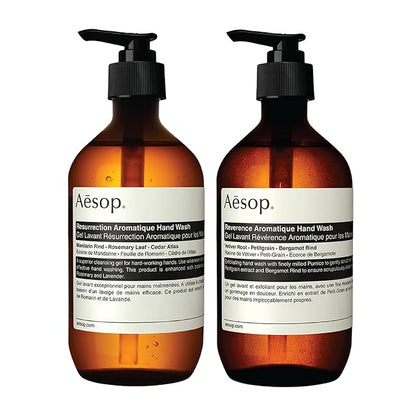 Aesop Reverence & Resurrection Aromatique Hand Wash Set | Gently Cleanses & Exfoliates for Smooth, Refreshed, and Supple Hands | 16.9 oz / 500mL