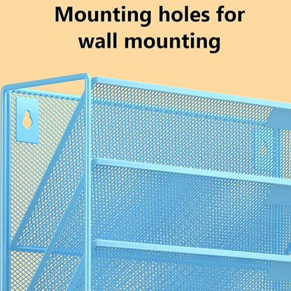 Kuntine.B Wall File Organizer Office Hanging Magazine Holder Wall File Organizer for Office Home (Blue, 6 Tier)