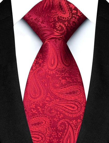 JEMYGINS Mens Paisley Tie and Lapel Pin Necktie Pocket Square and Tie Clip with Sets for Business Casual 4PCS